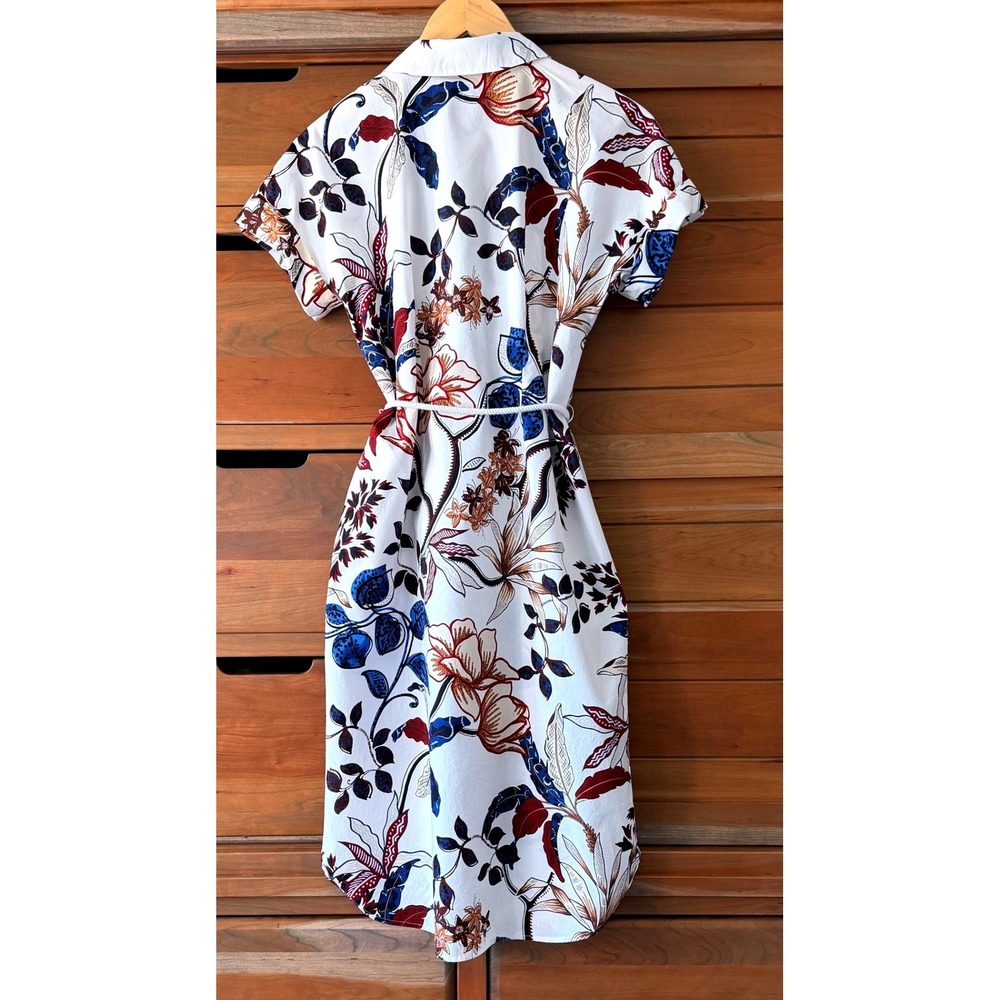 Talbots Size 4 Modern Poplin Midi Shirtdress Verdant Botanical Summer Cotton - Picture 3 of 5